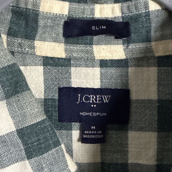 J.Crew Men's Medium Slim Fit Shirt Green Plaid Long Sleeve Button Down Homespun - Picture 3 of 6